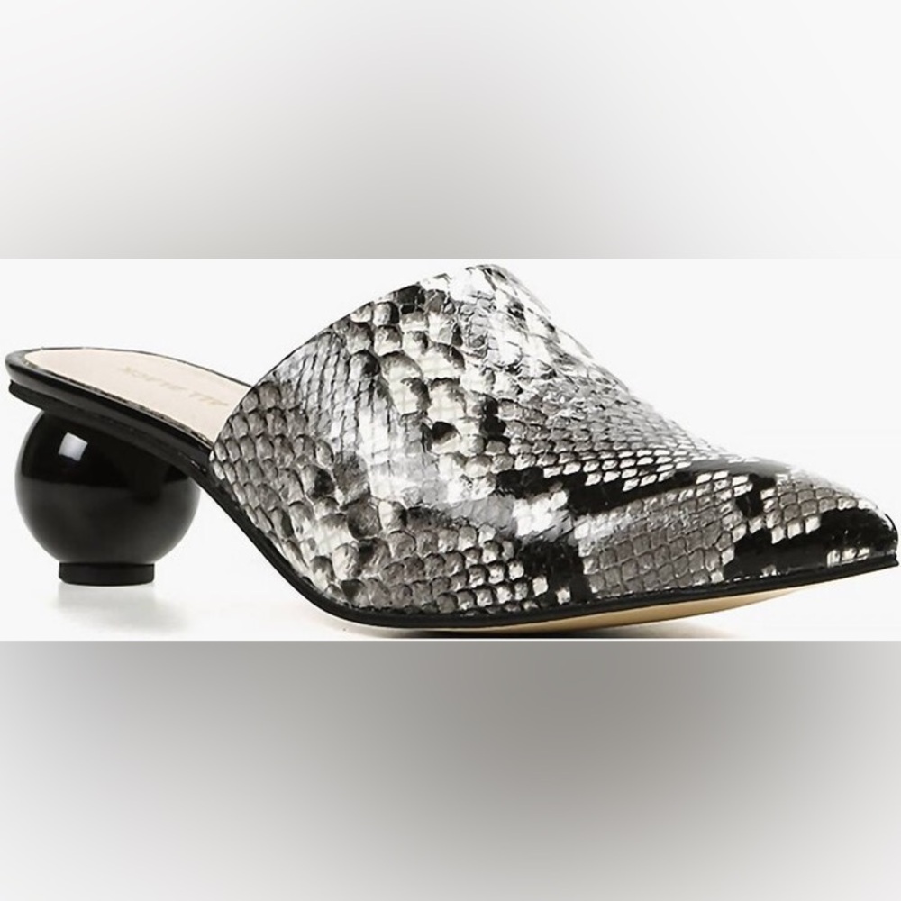 All Black It’s A Ball Snakeskin Mule